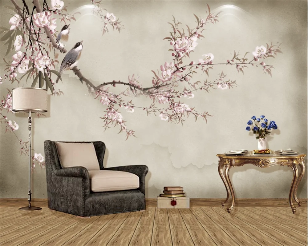 

beibehang Customized fashion new modern flower and bird TV bedroom background papel de parede 3d wallpaper