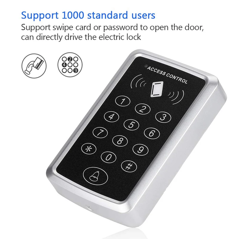 Waterproof 125KHz RFID Access Control Keypad Outdoor Rainproof Cover EM Card Reader 10pcs Keyfobs For Door Access Control System