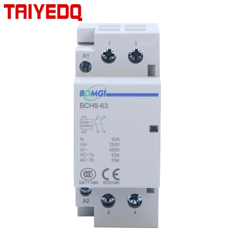 ICT single-phase guide rail contactor 63A 2P household contactor for smart home 2NO/2NC 1NO+1NC 24A 110A 230A