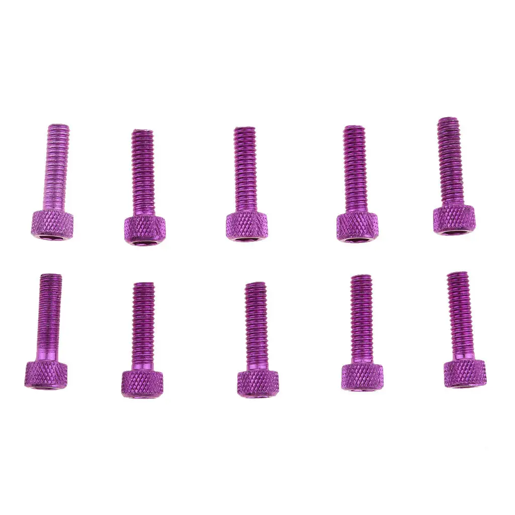 10pcs M6x20mm Aluminum Hex Socket  Screws Head Key Bolt Purple Motorcycle Car Accessories