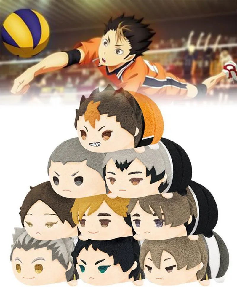 Colgante de bolsa de felpa de Anime, muñeco de peluche de mochi-mochi Nishinoya Yuu, mascota Karasuno, Haikyuu a la parte superior, hermanos Inarizaki Atsumu Miya