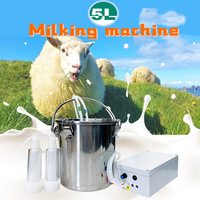 New 5L Electric Goat Milking Machine 220V Cattle Pulsating Milking Machine Stainless Steel Milker Bucket Vacuum Pump