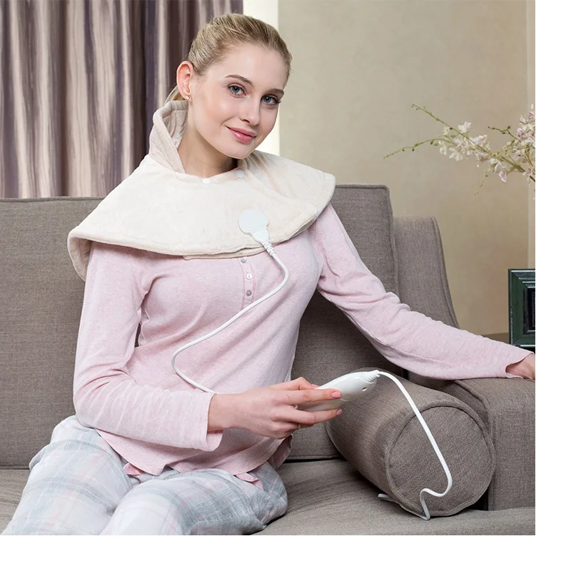 220V - 240V 100W 60*62CM Winter Electric Neck and Shoulder Warmer Wrap Heating Pad Third Gear Temperature Controller LED EU Plug