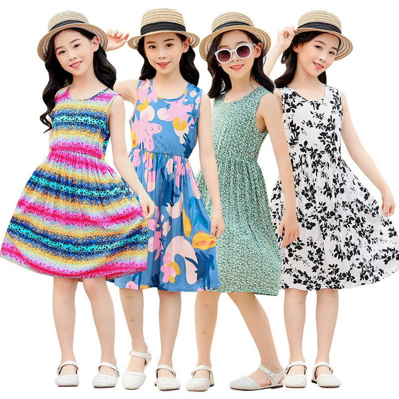 New Summer Children Dresses Bohemian Style Beach Dresses for Girls Flower Print  Toddler Girl Dresses 2-11T Kids Long Dresses