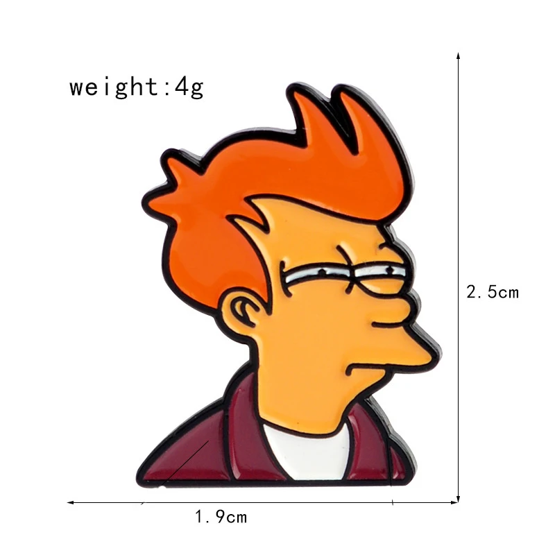 Cartoon character Philip J. Fry alloy brooch creative personality collar pin decoration backpack decorative badge