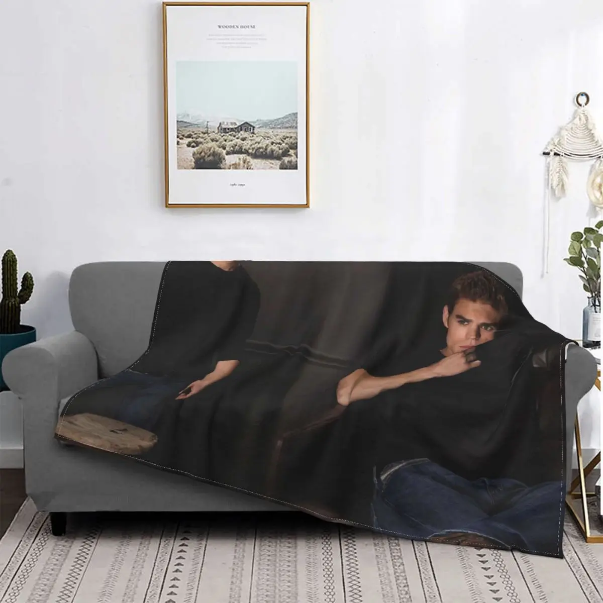 

Stefan Salvatore Blankets Fleece Decoration Ultra-Soft Throw Blankets for Bedding Bedroom Plush Thin Quilt