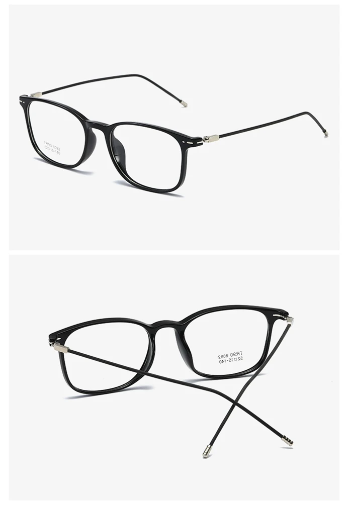 TR90 Quadratische Korrektionsbrille, Unisex, Stahldrahtbein, Kurzsichtigkeitsbrille, transparente Dioptrien -0,5 -1,0 -1,5 -2,0 bis -6,0 – Detail 10