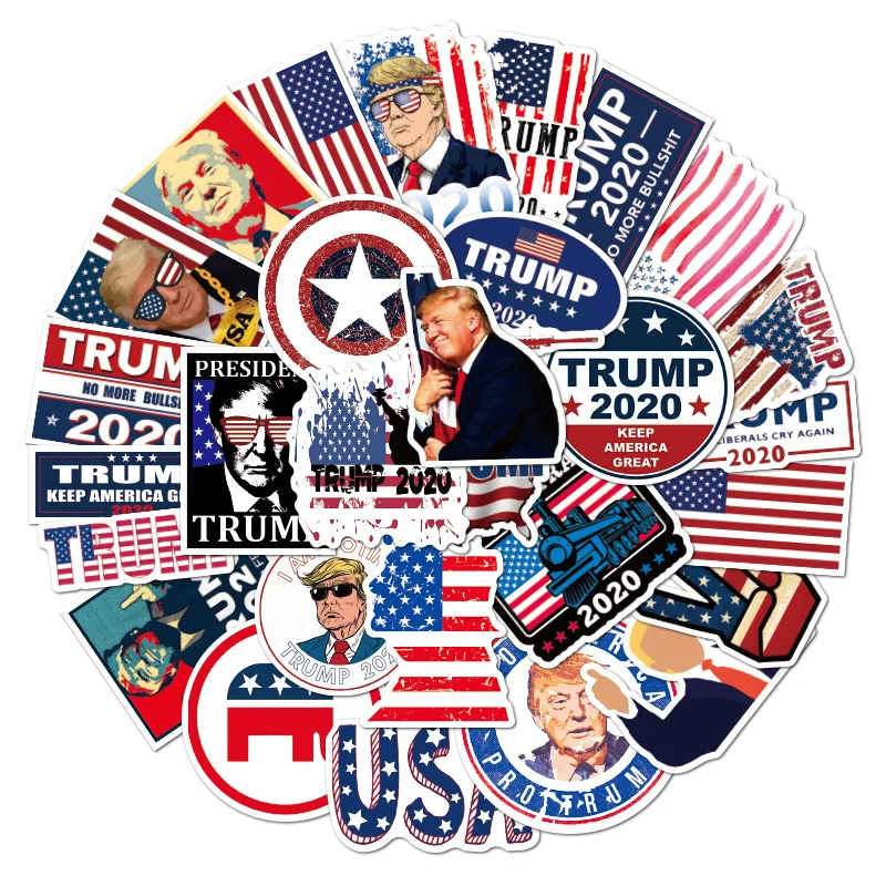 10/30/50PCS U.S. President Trump Stickers Decorative Motorcycle Laptop Car Phone DIY Graffiti Waterproof Decals Sticker Packs