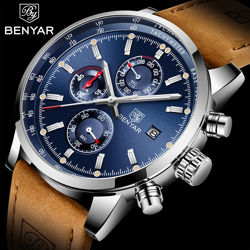 Benyar 2023 Nieuwe Quartz Heren Horloges Multifunctionele Sport Horloge Heren Top Merk Luxe Horloge Mannen Militaire Horloge Reloj Hombres