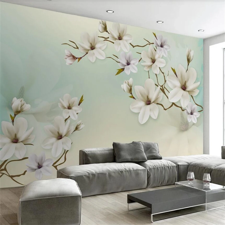 Papel tapiz 3d grande personalizado elegante flor de magnolia simple TV Fondo pared sala de estar dormitorio mural papel de pared оkusи