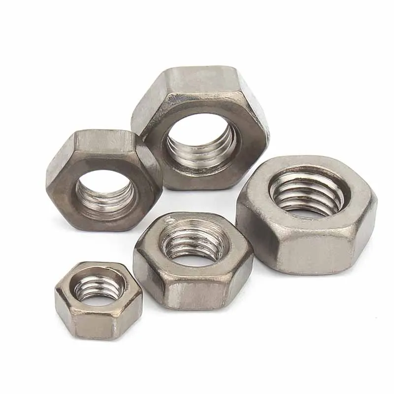 2/5Pcs High Quality Gr2 M1 M1.4 M1.6 M2 M2.5 M3 M4 M5 M6 M8 M10 M12 M14 M16 DIN934 Pure Titanium TA2 Hexagonal Hex Nut