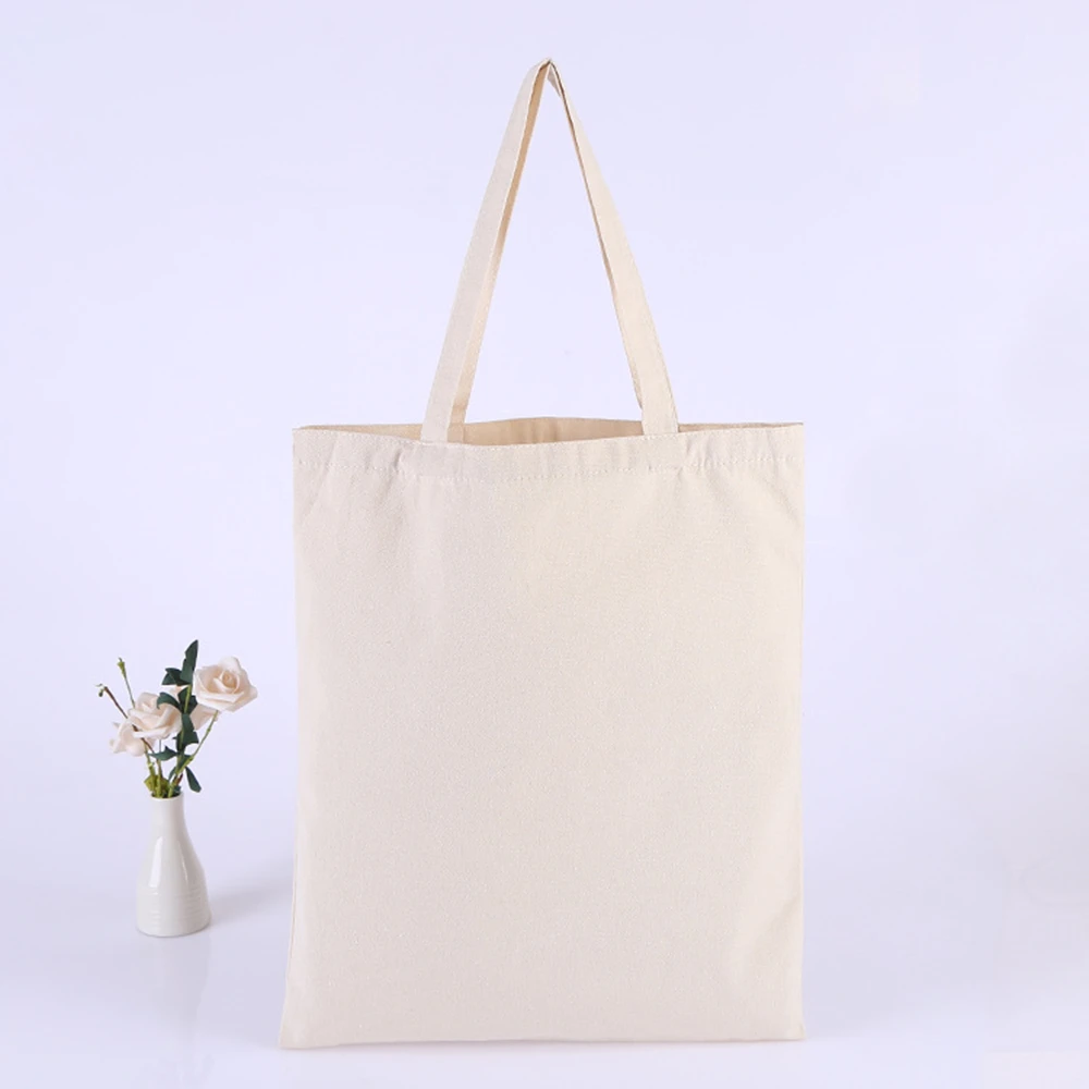 10 pieces Shopping Bag White Casual Totes Canvas Totes Beach Bag for women accept customize logo