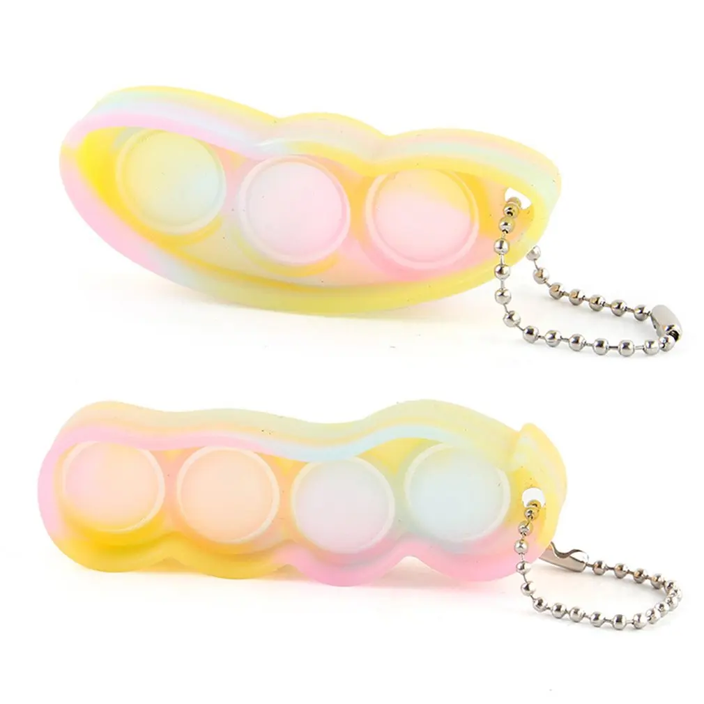 Soft Rubber Bubble Keychain Simulation Pea Pods Decompression Toy Sensory Toy Fidget Anti Stress Squishy Toys Adult Child Gifts