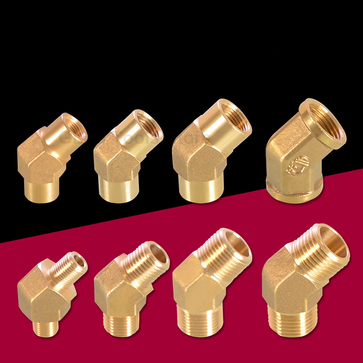 

1Pc Brass Pipe Fittings BSP 1/8" 1/4" 3/8" 1/2" Female/Male Thread 45 Degree Equal Elbow Connector Water Fuel Gas Copper Adapter