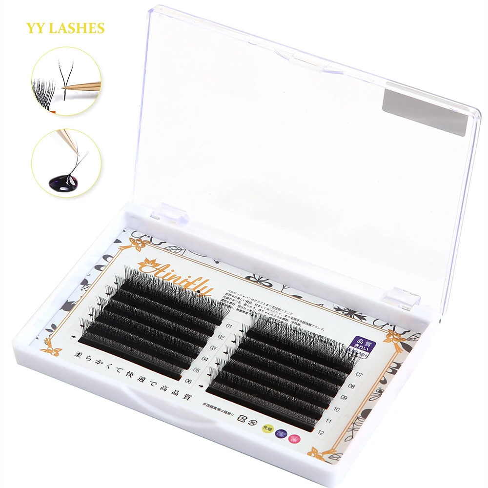 0.05 0.07 YY Shape False Eyelash Extensions Premium Volume Fans YY Mesh Cross Soft Individual Lashes Makeup Cilios Lashes