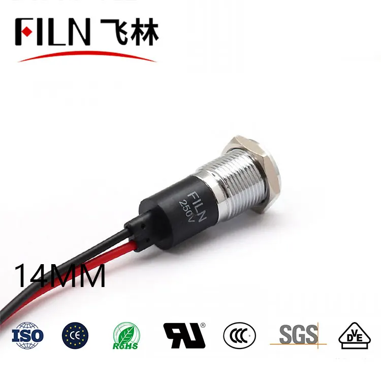FILM Metall 14 mm 12 V 24 V 220 V 110 V hochwertige Signalleuchten für Verteilerkasten, LED-Anzeigeleuchten mit Draht – Detail 3