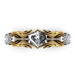 High quality King's Heart Crown Two-Tone Ring for women wedding party engagement jewelry gift wholesale anniversary