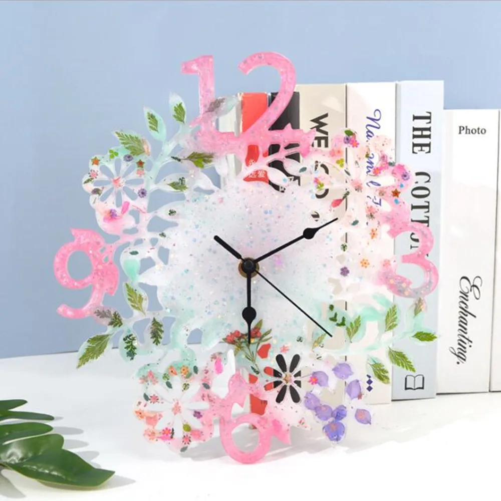 8 Styles Movement Hanging Wall Clock for DIY Silicone Epoxy Resin Clock Casting Mold Resin Clock Making Accessories Tools