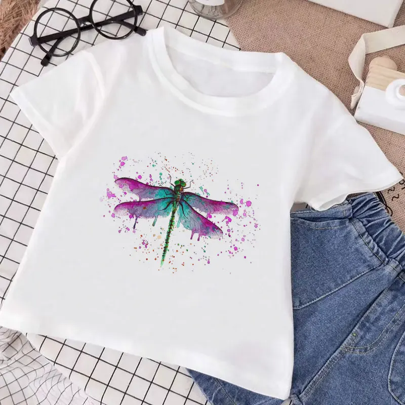 New Arrivals Baby Kids Tops Girl Clothes Casual Butterfly Dragonfly Christmas Tree T-shirt Children Boys Short Sleeves Fashion