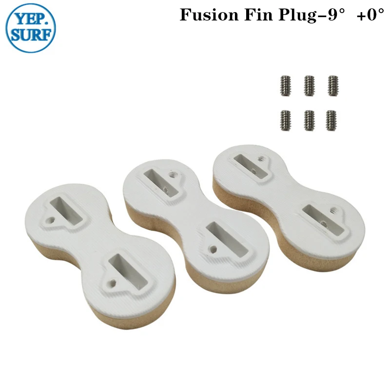 Surf Paddling White Plastic Double Tabs for Surfing, Fin Plug with Fin Key, Fusion 5, 9 Degree Fin Plug