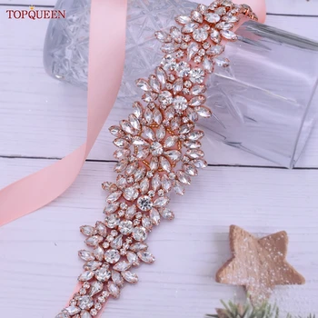 TOPCalls EEN S319-RG Or Rose Ceinture Complète Strass Dames De Mariage ixCharbon Ceinture Femmes Robe Mariée Accessoires Robe Applique