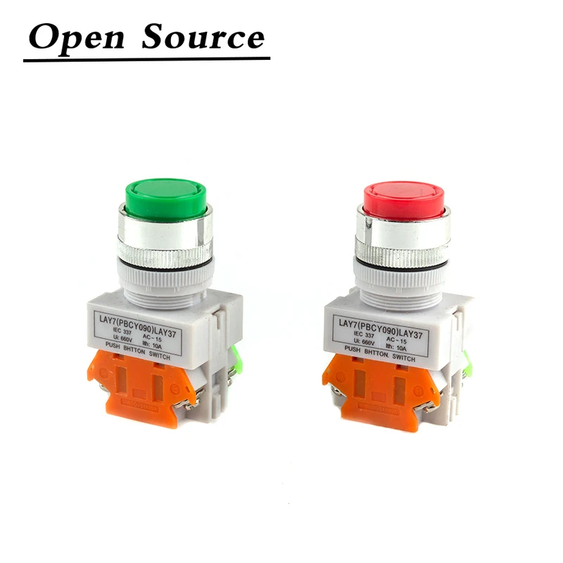 22mm LAY37 Self-locking/Latching Self-reset/Momentary High head Push Button Switches Red Green Black 1NO 1NC 10A250VAC