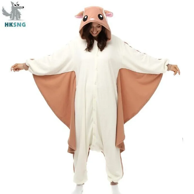 HKSNG Animal Adult Kigurumi Flying Squirrel Onesies Party Halloween Mouse Pajamas Cosplay Chipmuck Costumes Sleepwear Jumpsuit