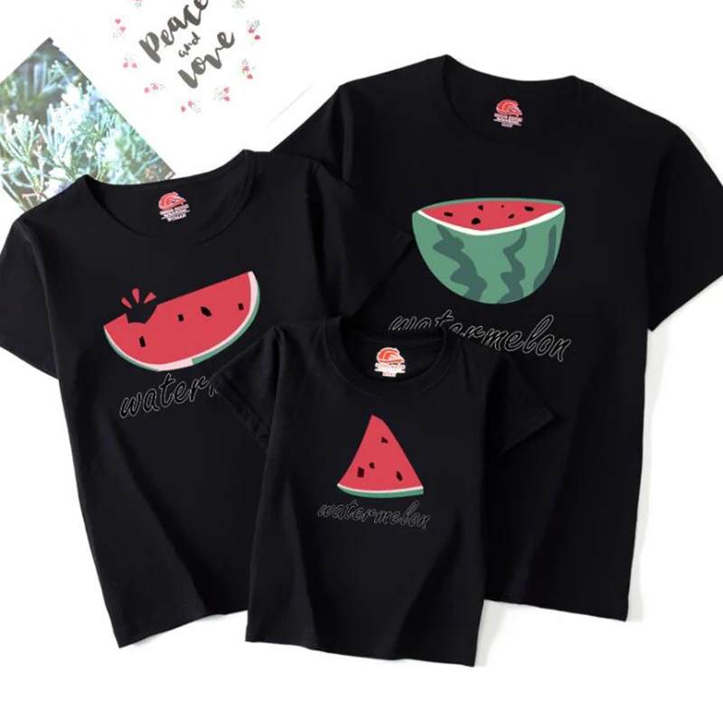 Family Look Mommy and Me Clothes Matching Summer Fruits Printing Family Clothing Mother Daughter Son Father Kids T-shirt