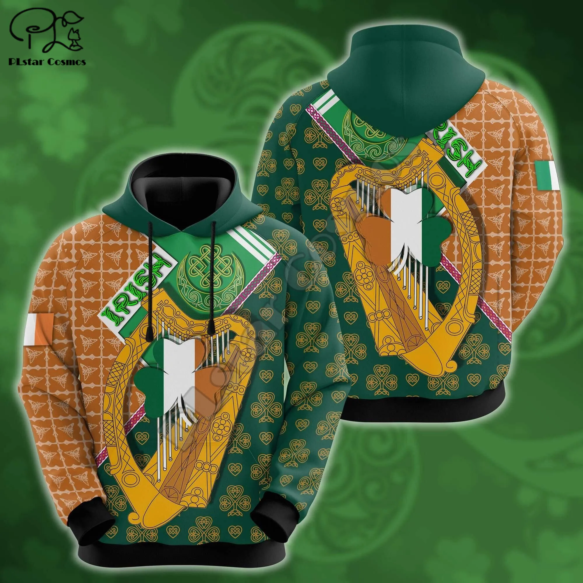 PLstar Cosmos Irish Saint Patrick Day 3D Printed New Fashion Hoodies Sweatshirts Zip Hooded For Men/Women Casual Streetwear D12