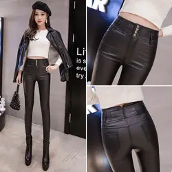 Women's PU Leather Velvet Trousers, Elastic Pencil Skinny Pants, Warm Winter Pants, Women's Tight Pants, Dropshipping,