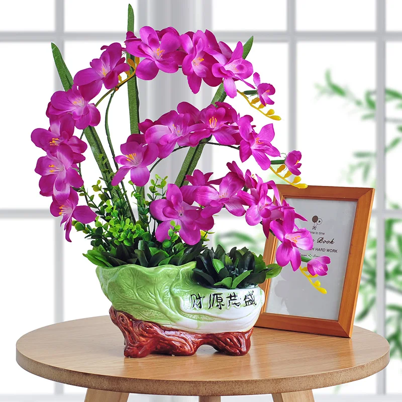 

Phalaenopsis simulation flower suit orchid artificial flower bonsai decoration indoor living room office decoration bonsai