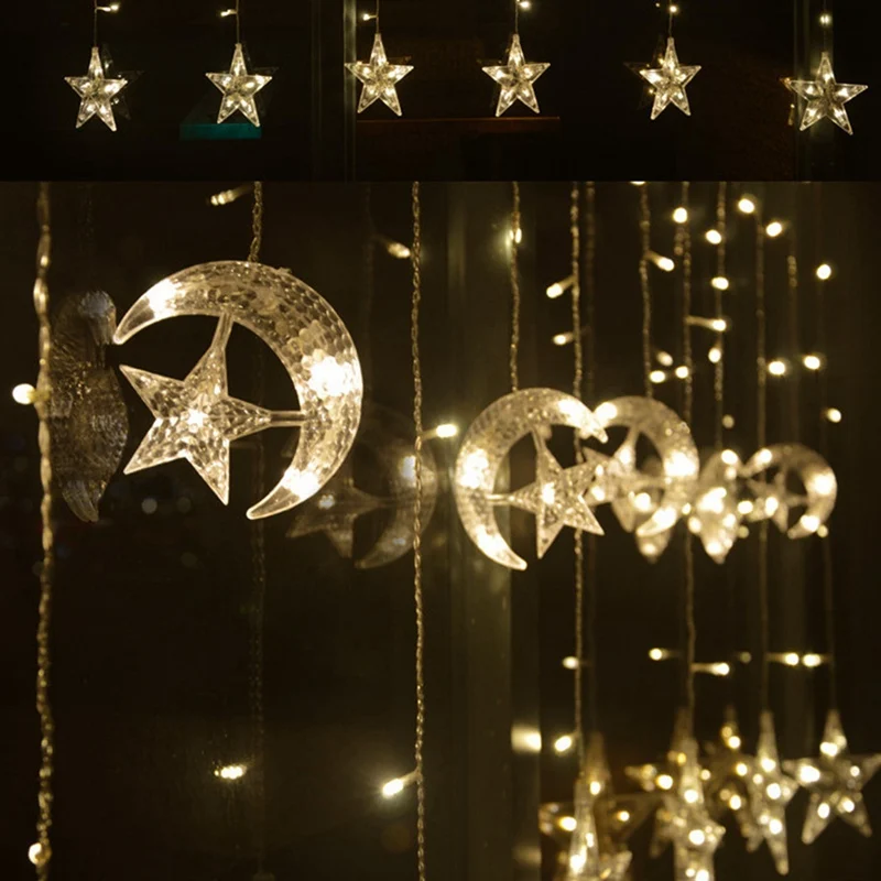 Eid Mubarak LED Garland Lights String Moom Star Ramadan Decoration For Home Islamic Muslim Party Supplies Eid Al Adha Gifts