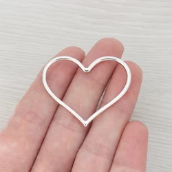 15 x Tibetan Silver Double Sided Hollow Open Heart Charms Pendants for DIY Necklace Jewelry Making Findings Accessories 44x37mm