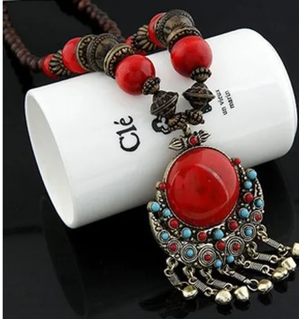 New Bohemia Long Ethnic Necklaces & Pendant Maxi Natural Stones Vintage Strand Statement Necklaces For Women Jewelry 5.0