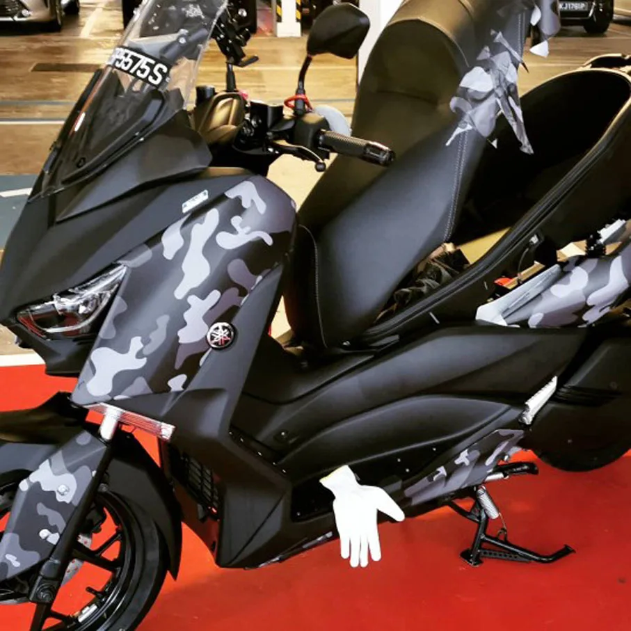 

Premium Black Grey Camo Vinyl Film Car Vinyl Wrap Film Roll Foil Sticker Sheet Bubble Free Bike Console Computer Phone