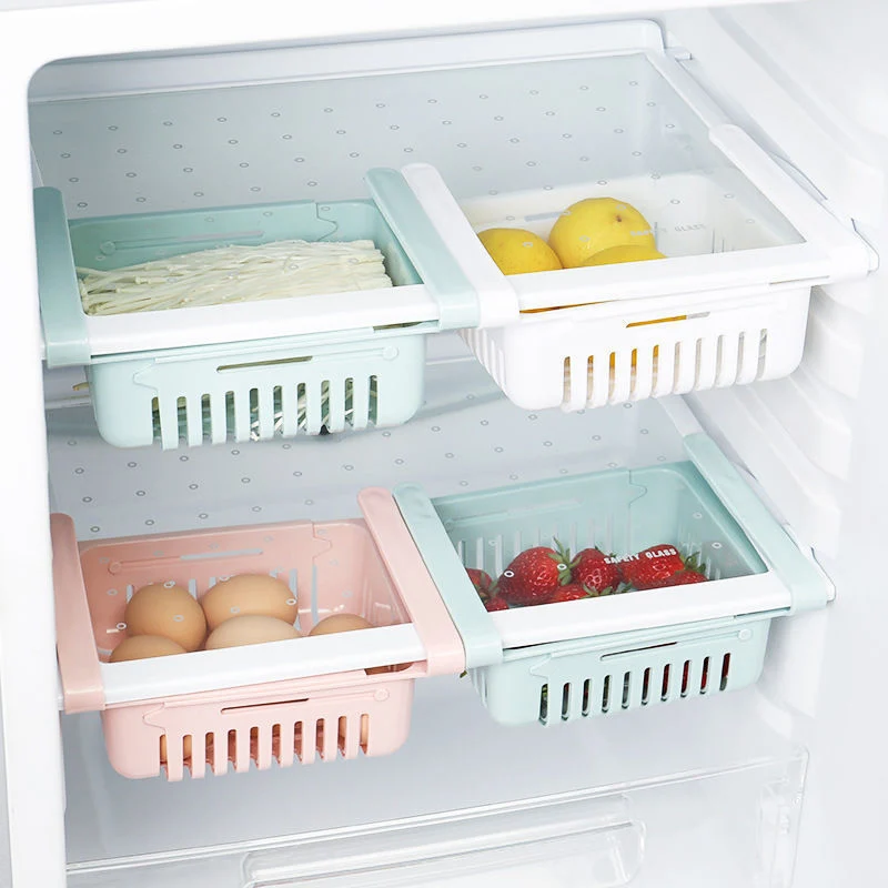 

Plastic Food Storage container Stretchable Fridge Storage Baskets Pull-out Drawer Refrigerator Organizer kitchen Accessories