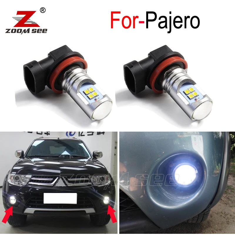 2pcs Good quality Canbus White Car LED fog lamp front fog light bulb for Mitsubishi Pajero Montero Shogun and Sport (2000-2019)