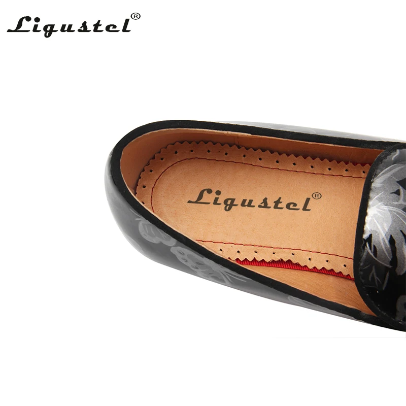 Ligustel Loafers for Men Luxury Wedding Party Men Shoes Leather Slip On Black Formal Dress Designer Red Bottom Shoe Plus Size 13