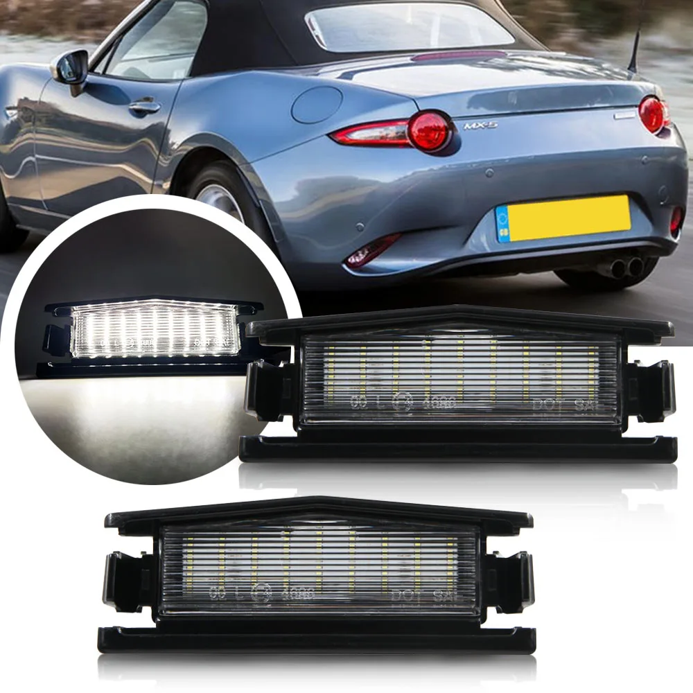 

2x LED License Number Plate Light For Mazda MX-5 Miata 2016 2017 2018 2019 2020 Replace OEM Halogen License Plate Lamp