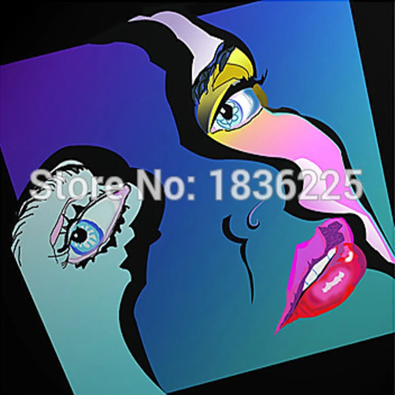 Fashion Girl Blue Face Art Oil painting on Canvas High Quality Handmade Hand shadow Painting Girl Stareing Painting for Decor