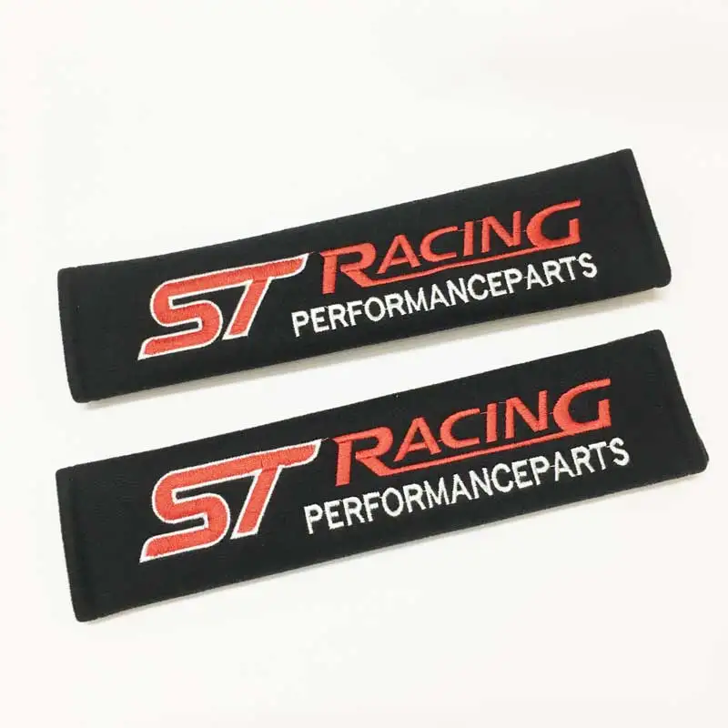 2pcs Car Seat Belt Cover Shoulder Pads Cover Case For ST Racing Logo For Ford FOCUS 3 Mondeo Fiesta Kuga MK2 MK3 Accessories