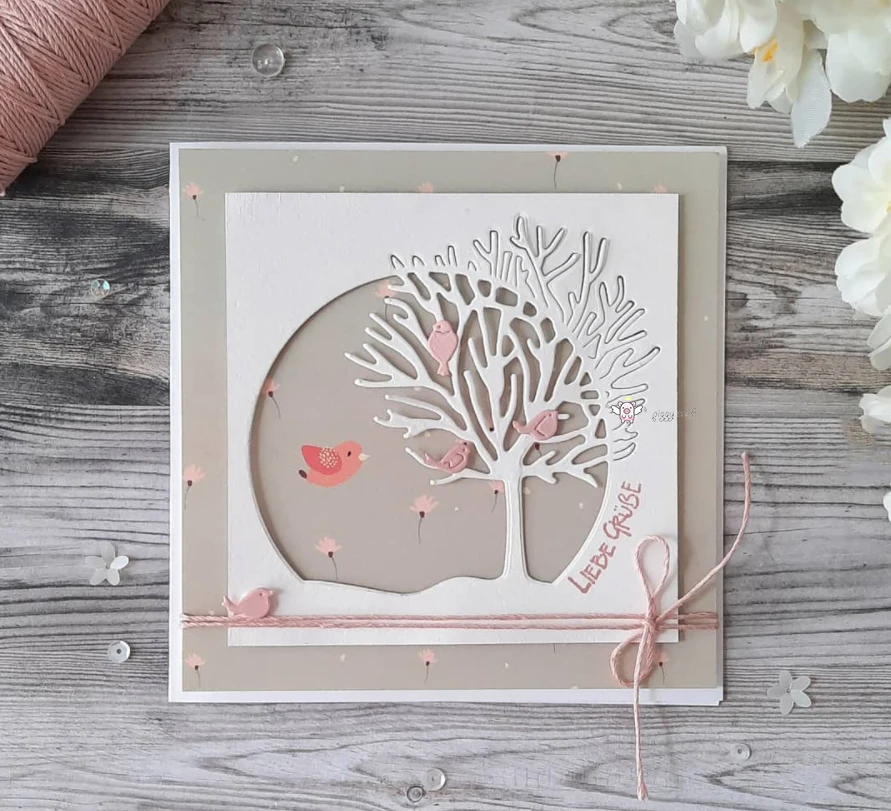 Piggy Craft metal cutting dies cut die mold Tree bird circle frame bunny Scrapbook paper craft knife mould blade punch stencils