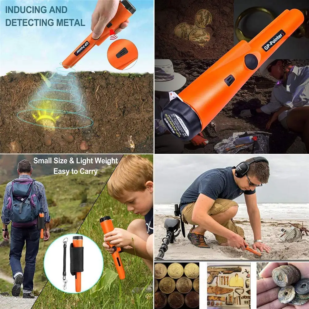 Portable Hand-held Metal Detector 360° Scanning Unearthing Detector Waterproof Pinpointing Probe