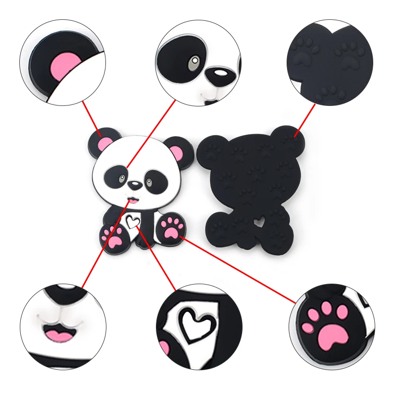 LOFCA 1pc Panda Silicone Teether BPA Free Food Grade Baby silicone teething Pendant Toys Baby Care Pacifier Chain Gift Making