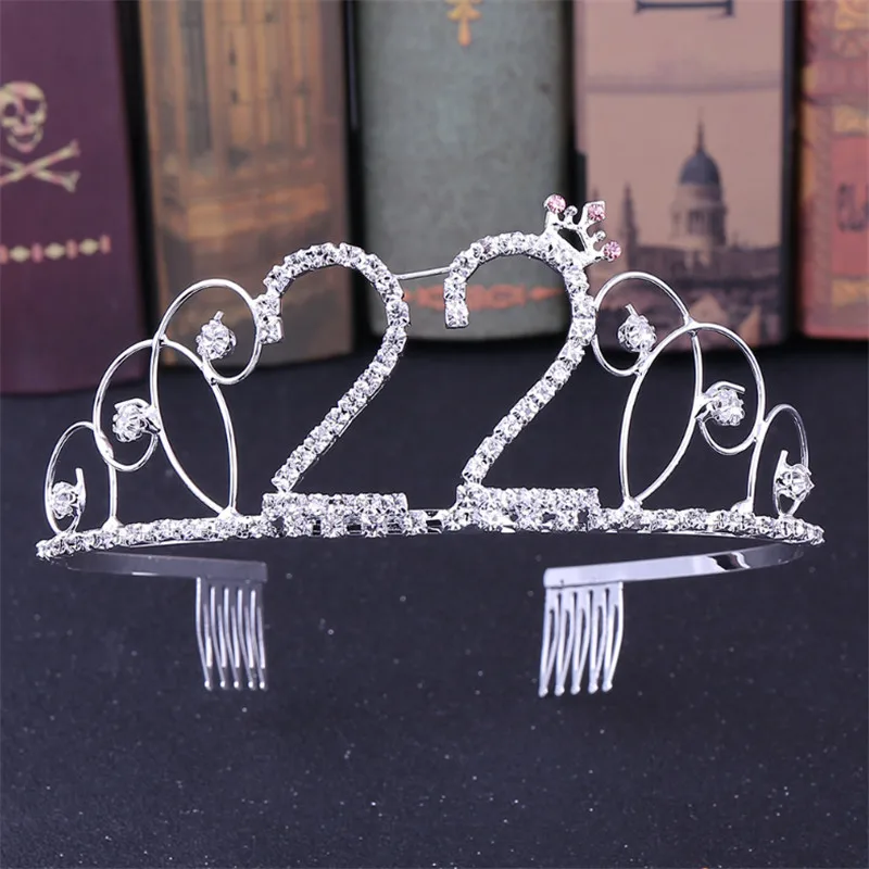 Fashion Women Birthday Crown 18/22/30/50/90 Years Old Birthday Gifts Hair Jewelry Birthday Party Prom Diadem Hair Accessories