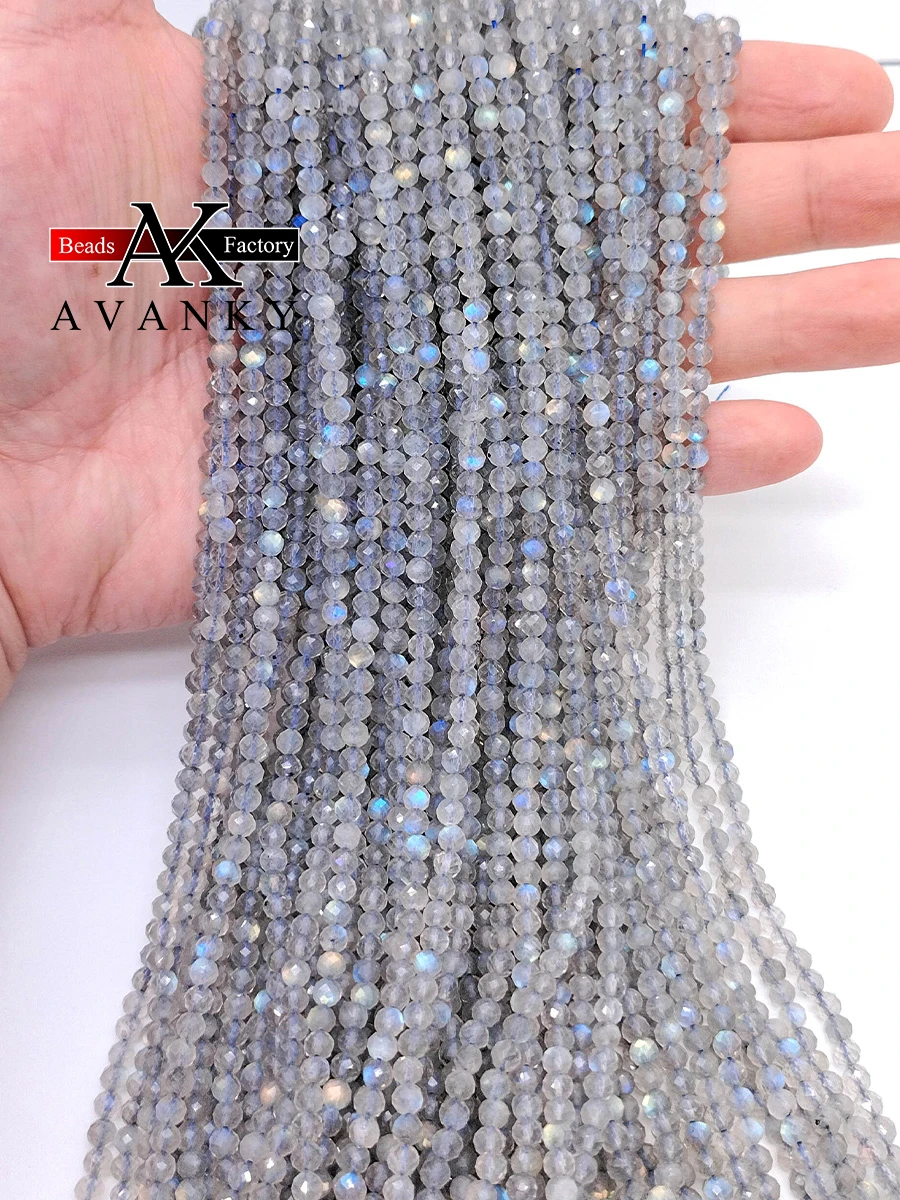 

AAA Natural Grey Larvikite Labradorite Beads Round Loose Stone Beads 2/3/4/5 MM For DIY Making Bracelet Jewelry Accessories 15"