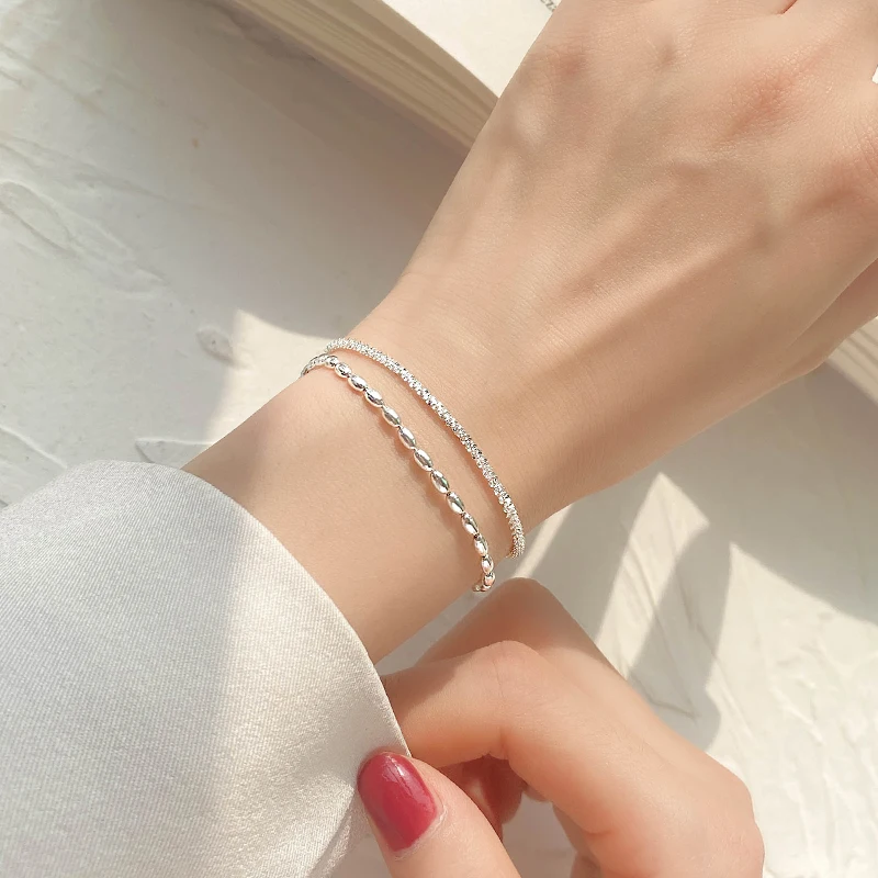 

MIQIAO Real Silver Bracelet 925 Women Charms Sterling Fine Jewelry Double Chain On Hand Full-sky Star Anniversary Gift Office