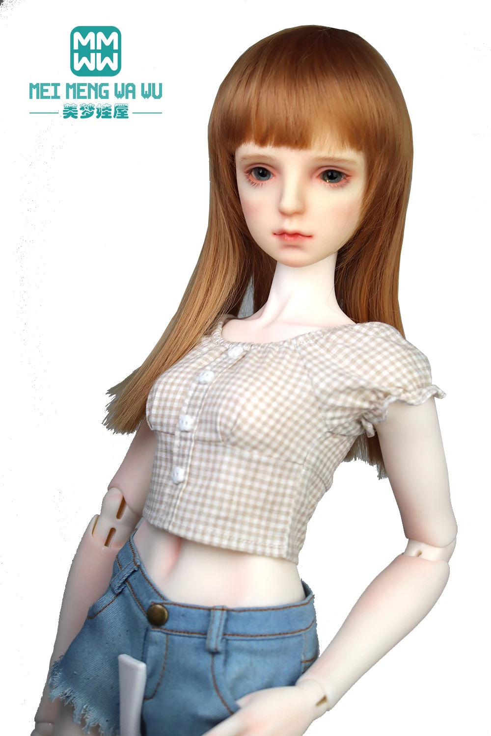 58cm 1/3 BJD Clothes Joint smart Doll Fashion denim shorts plaid shirt