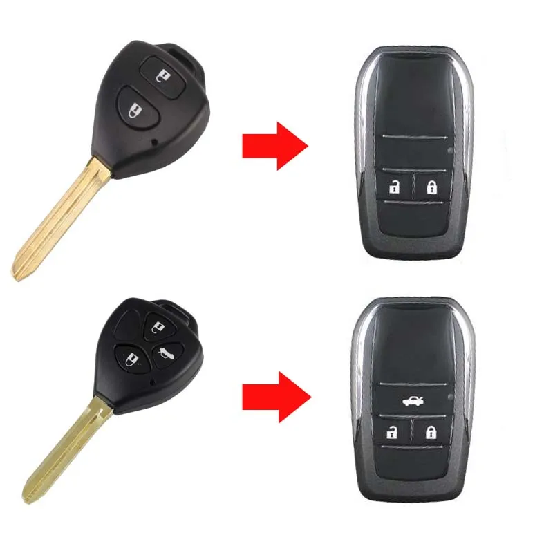 Modified Flip Folding Remote Key Case Shell For Toyota Camry Corolla Reiz RAV4 Crown Prado Highlander Key Fob Cover New Type!