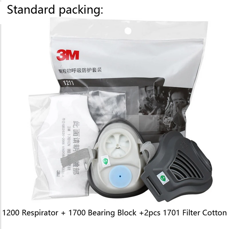 3M 1212 1701 Filter Katoen Half Gezicht Gasmasker Anti Industriële Conatruction Stof Pollen Anti-Deeltjes Stofkap Gasmasker